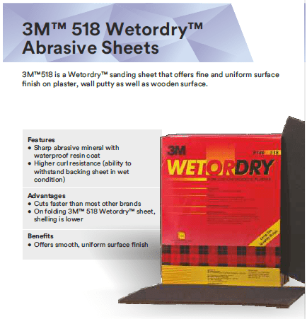 3M™ Wetordry™ Abrasive Sheet 518 (Dimension-9"X11", Pack of 50, Grit 80) IX110100662