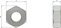 TVS Hex Nuts 1" UNC W/F Nut - Gr.8-921324319-0200 Gr.8