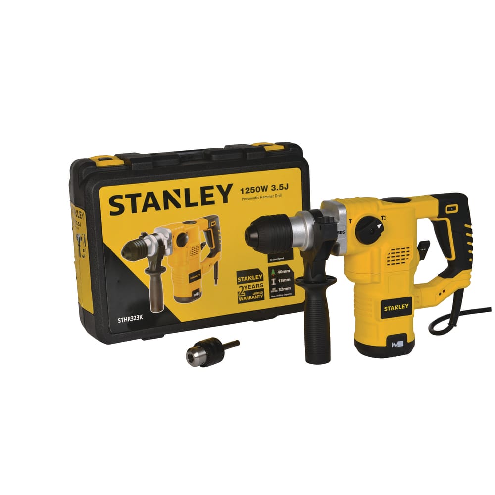 STANLEY 1250W 32mm 3 Mode L-Shaped SDS+ Hammer Kit STHR323K-IN