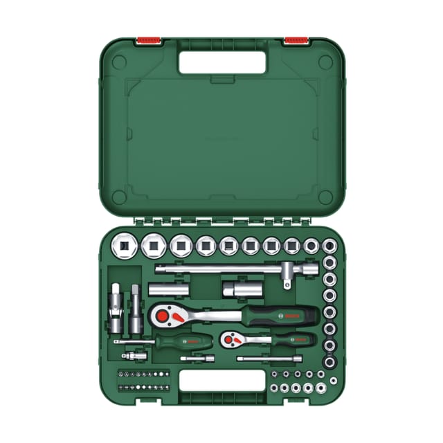 Bosch 57-Piece 1/4" + 1/2" Ratchet Set - 1600A02Z9G